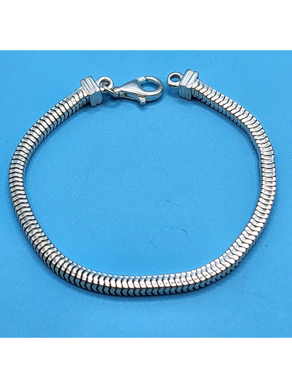 Sterling Silver Square Snake Chain Bracelet 7 Inch Vicenza Italy 925